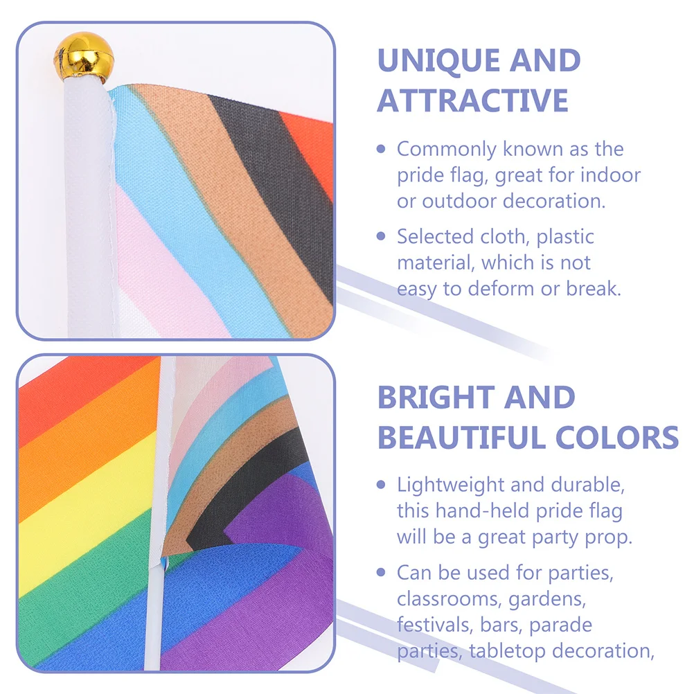 

100Pcs Rainbow Flags Small Handheld Pride Decorations for Outdoor Party Flags Pride Accessories Outdoor Progress