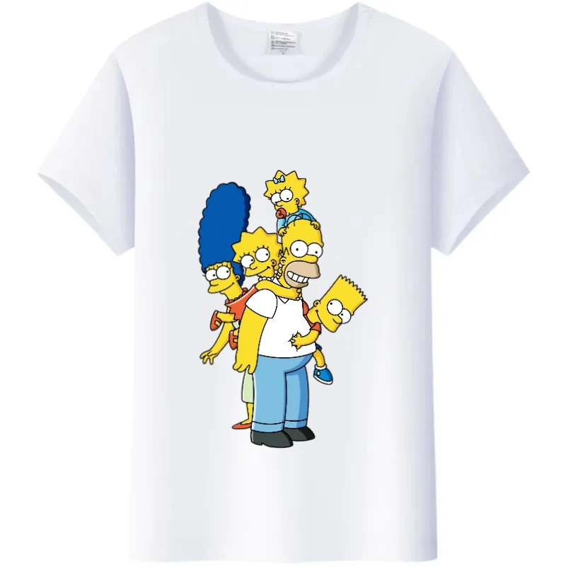 Kawaii The Simpsons T-shirt Women Anime Tee Shirts Cartoons Casual Men Clothes White Blouses Unisex Streetwear Harajuku Kids Top