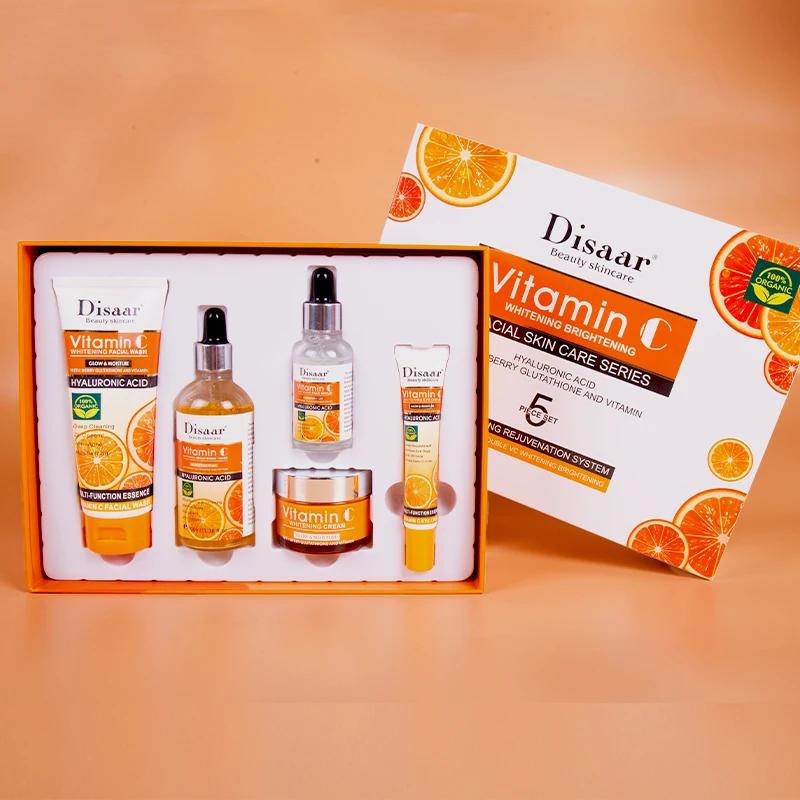 DissarVC Skincare Set da 5 pezzi Illumina il tono della pelle Sbianca Rinfresza Bilanciera Acqua Olio Schiarire Macchie Kit di prodotti per il viso