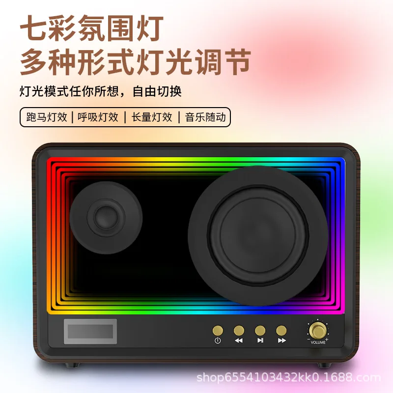 Portable Stereo Square HiFi Speaker, Transparent Design, Colorful Lights, Subwoofer, DIY Custom Speaker