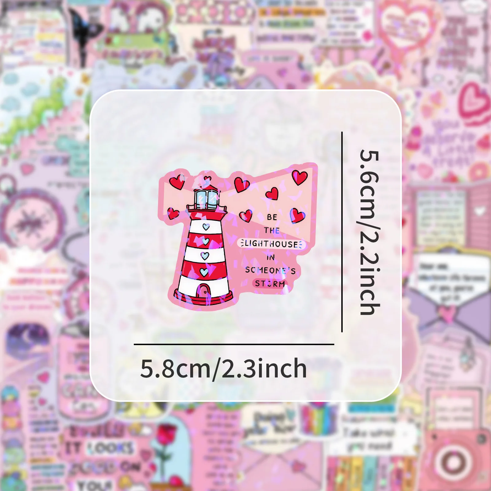 100/200PCS Cute Text Quotes Aesthetic Laser Stickers Notebook Water Cup Desktop Computer Decoration Reward Stickers