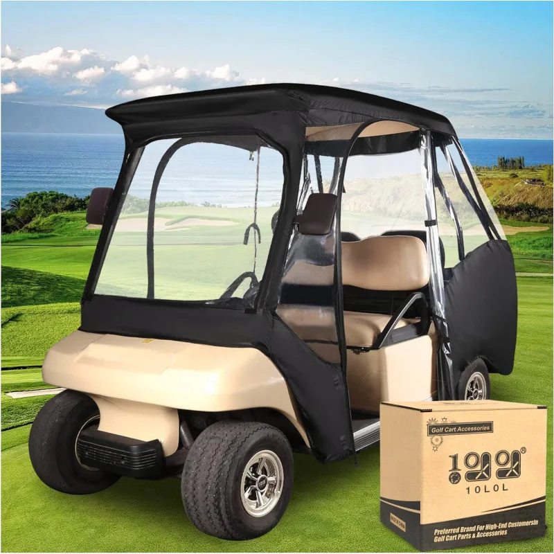 

AQ10L0L 4 Passenger Golf Cart Enclosure,Storage Cover (Short Roof 56" with Bench) for Club Car DS,Windproof Waterproof Portable