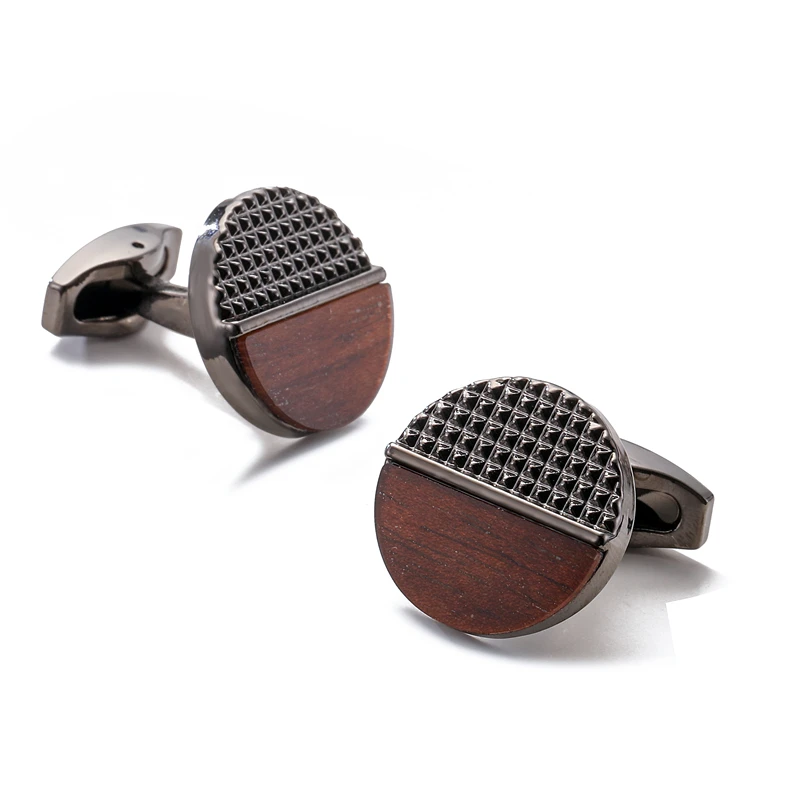 

Classic men's French shirt cufflinks high quality Black round rosewood cuffs buttons wedding suit accessories jewelry gifts