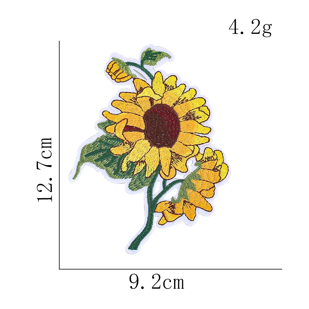 Böhmische, niedliche Sommer-Sonnenblumen- und Sonnen-Stickapplikationen zum Aufbügeln/Aufnähen für T-Shirts, Jeans, Jacken, Rucksäcke, Hüte, Deko-Geschenk – Detail 3