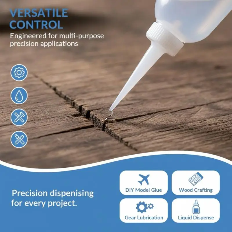 5Pcs Durable Empty Plastic Squeeze Bottles Clear Blunt Tip Needle Dropping Nozzle for Oil Glue Craft Projects