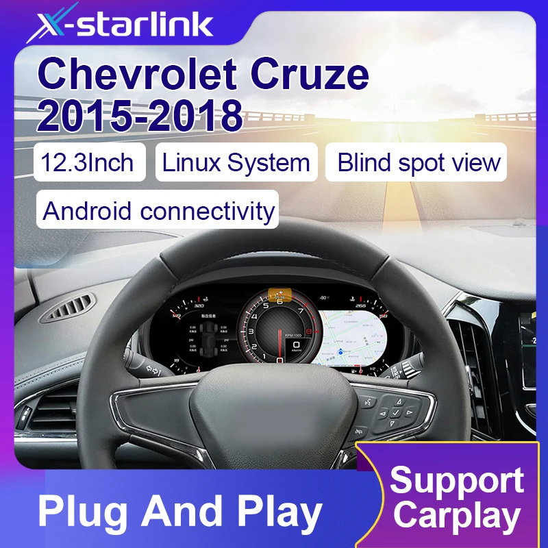 

Для Chevrolet Cruze 2015-2018 12,3-дюймовый цифровой спидометр ЖК-дисплей приборной панели с телефонной связью, обновление приборной панели автомобиля