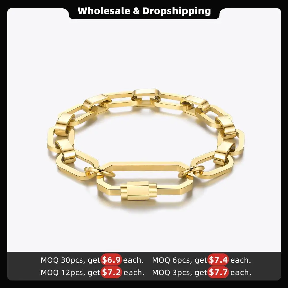 ENFASHION Punk Geometric Screw Bracelets For Women Gold Color Bracelet 2020 Stainless Steel Chain Fashion Jewelry Pulseras B2219