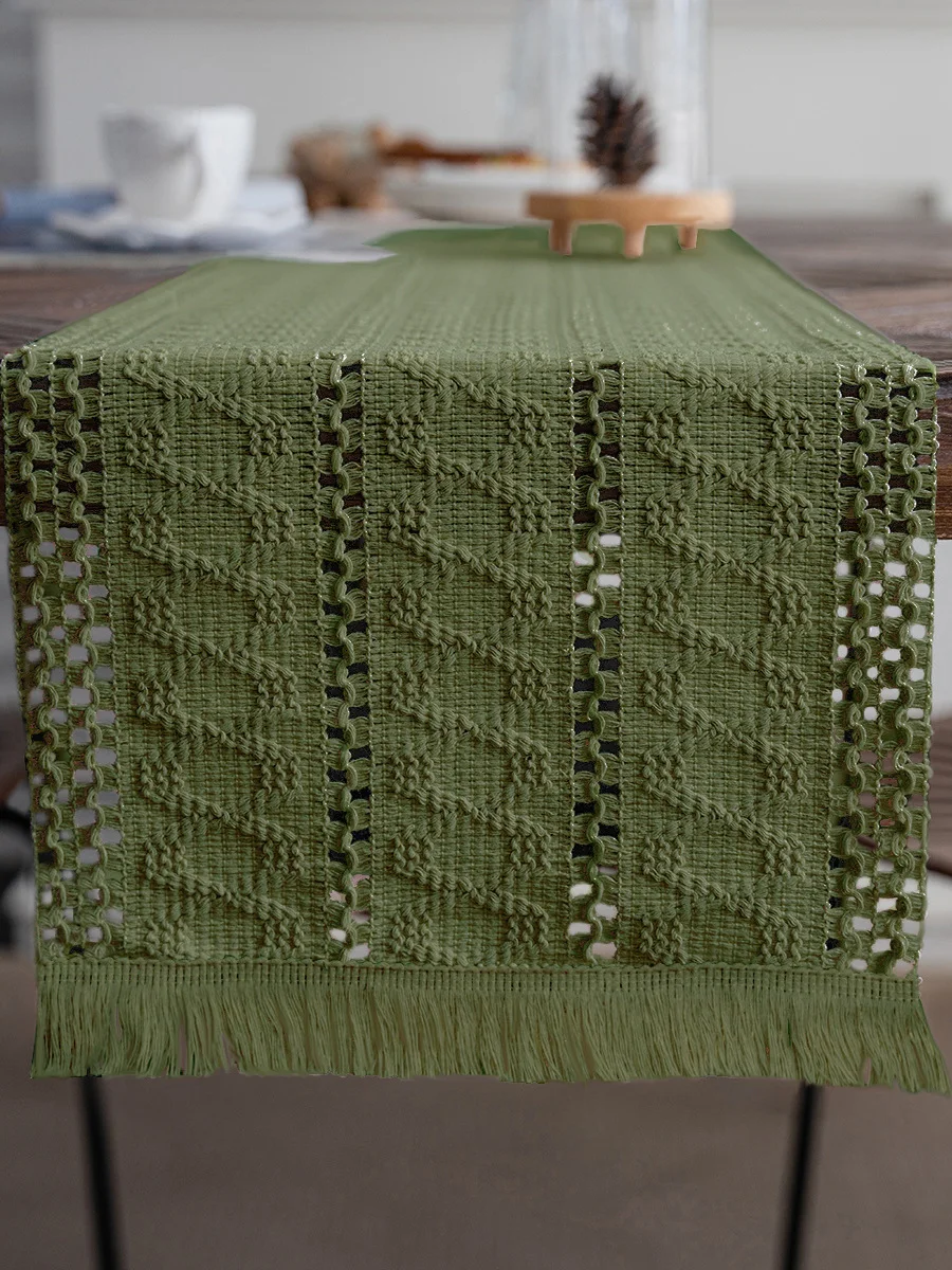 Handwoven Cotton Tead Table Flag een Home Decorative Bed Flag for Homestay Tea Table Cover Cloth Dining Table Artwork