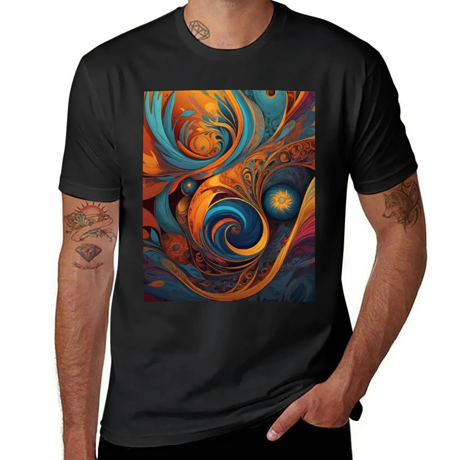 Whirlpool of Warmth: A Vivid Vortex T-Shirt plus size tops tops tees plain t shirts men