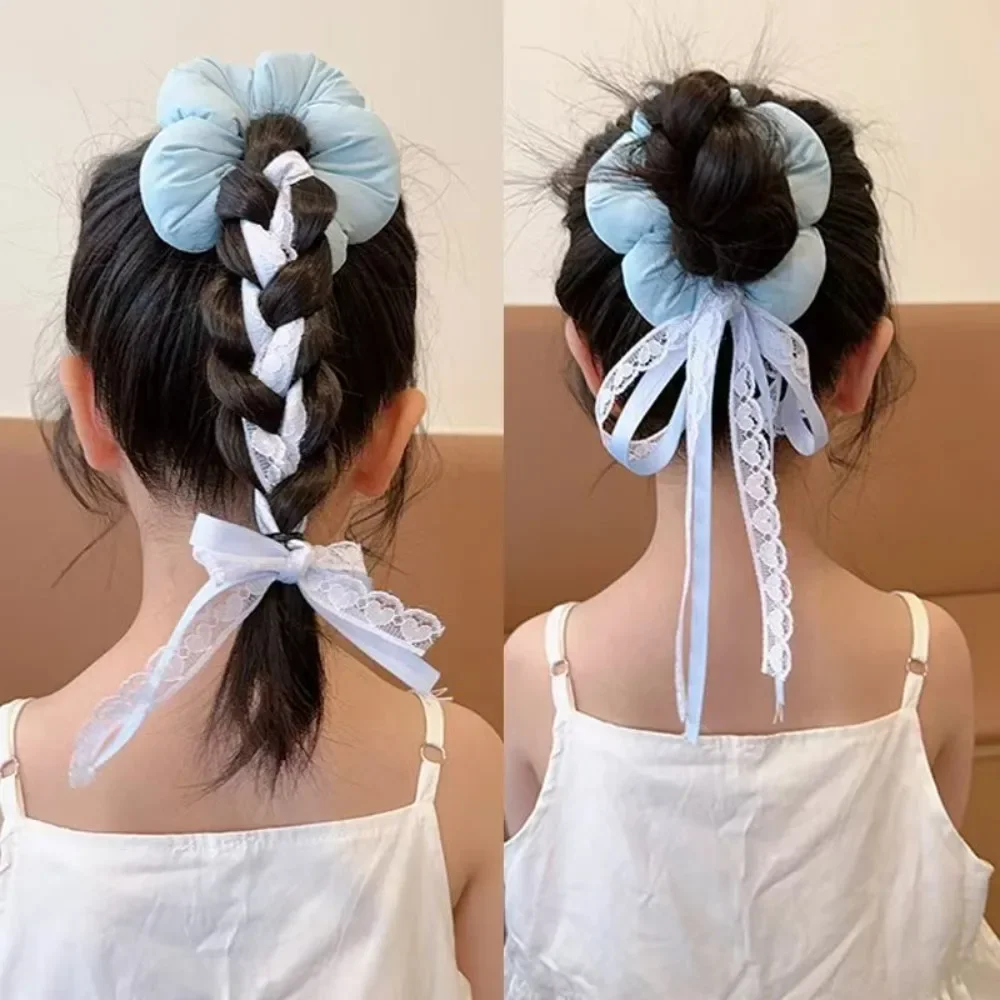 

Children Sweet Plush Large Intestine Hair Ties Lace Ribbon Girls' Hair Accessories