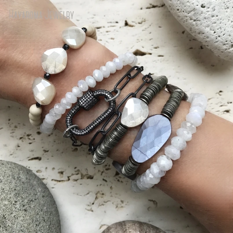 

10Pcs Y2k Accessories Chain Link Bracelet Gunmetal Carabiner Stainless Steel Luxury Jewelry for Women Boho Men Accessories Gift