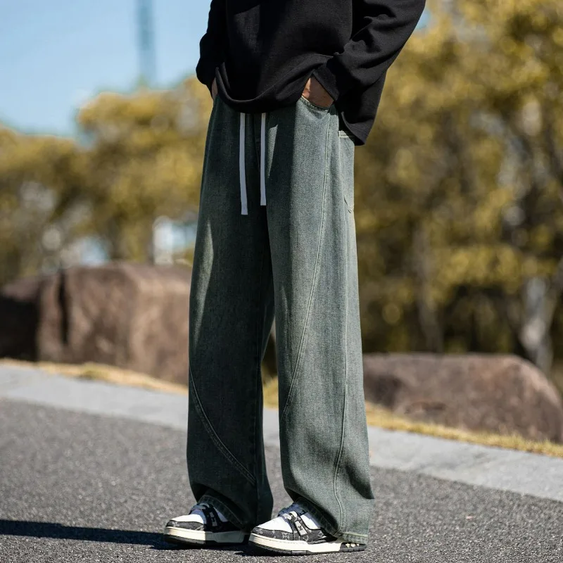 

Autumn Blue Cargo Jeans Outdoor Fashion Men's Streetwear Denim Jogger Pants Men Baggy Harem Pants American Vintage Sports Jeans