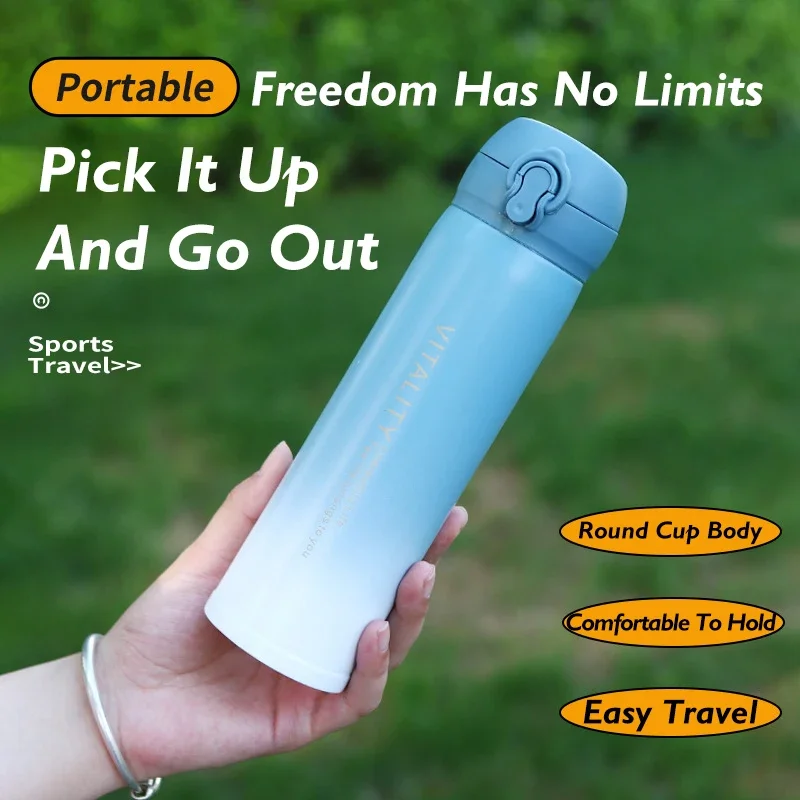 350/450ml Gradient Portable Thermal Insulation Vacuum  Tumbler Cup Whit  Bouncing Cover For Outdoor Sport Travel Water Bottle