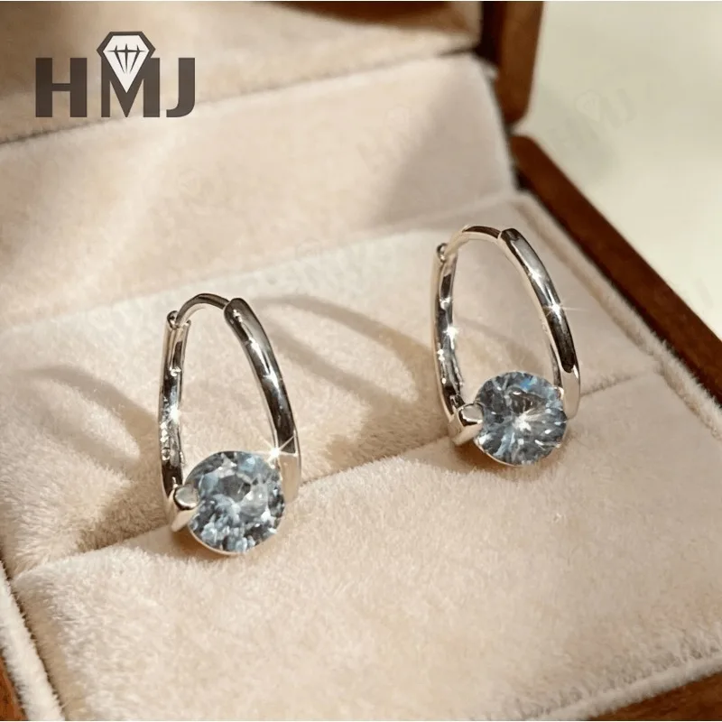 Moissanite Earrings with 1-2CT D Color Round Moissanite 925Silver Plated Ear Stud for Women Fashion Daily Christmas Gift Quality
