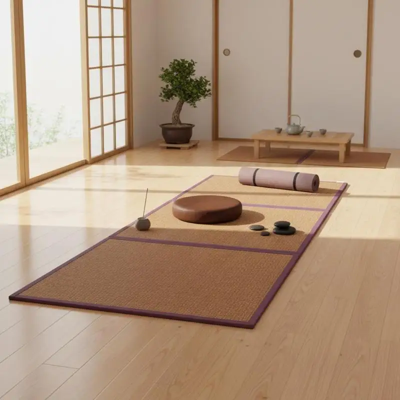 

Rattan Floor Mattress 80 x 55 in For Meditation Yoga Relaxation, Foldable Handwoven Natural Material Summer Breathable Sleeping Pad 80x55 Inches