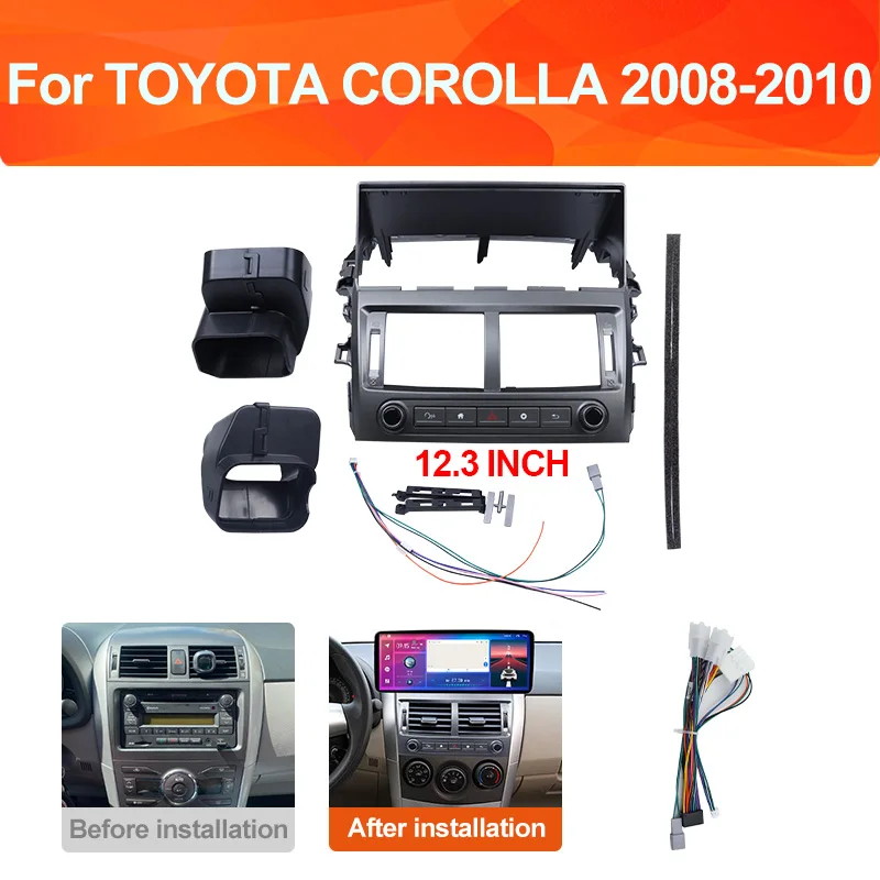 

Car Radio Fascias 12.3Inch Stereo Panel 2Din Dashboard Installation Trim GPS DVD Frame For TOYOTA COROLLA 2008-2010