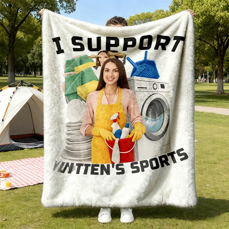 I Support Sports Flannel Throw, Gen Z humorous Cozy Blanket, awkward Warm Blanket, Funny Offensive Sarcastic Soft Blanke