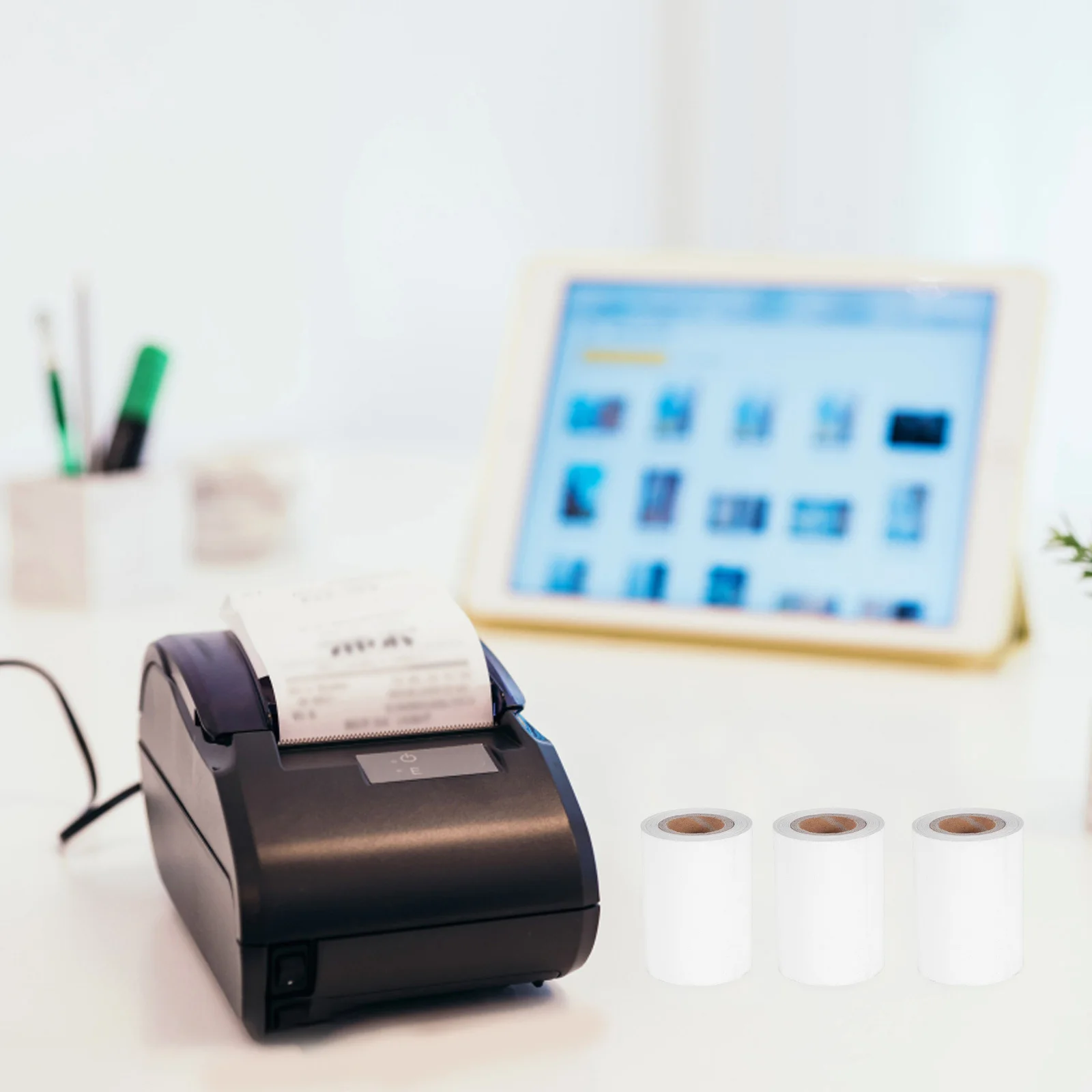 10 قطعة لفات ورق الإيصالات الحرارية سطح أملس طباعة واضحة لمتاجر السوبر ماركت ماكينة تسجيل المدفوعات النقدية لفات ورق الطابعة #5