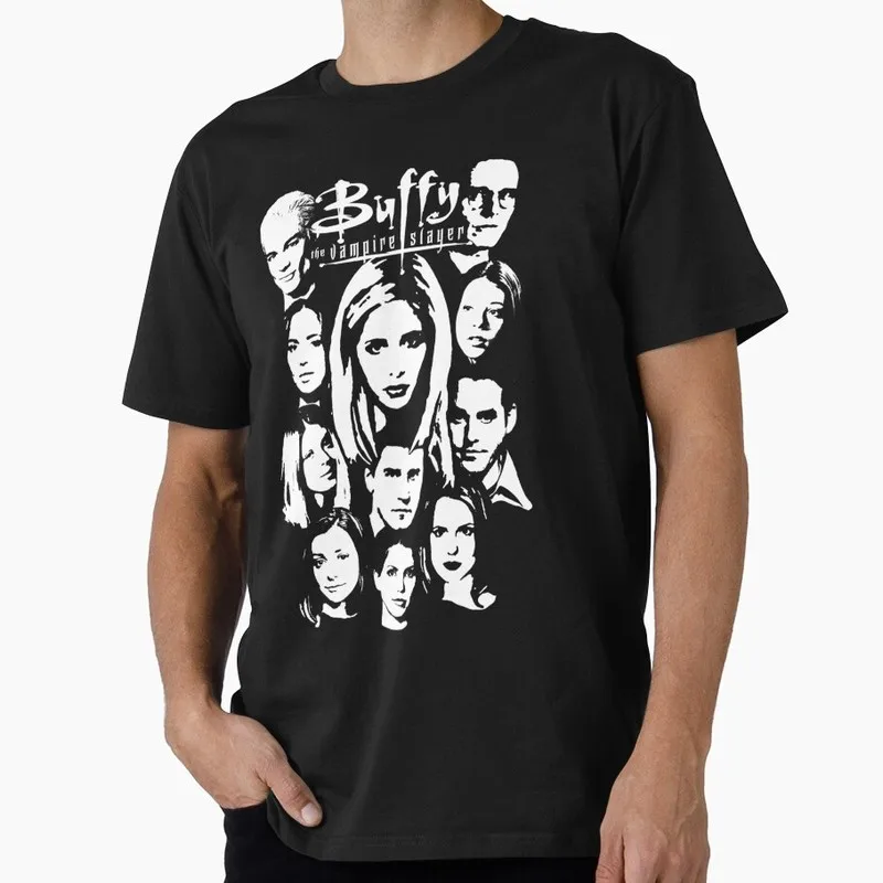 Buffy Inspired Graphic T-Shirt, 0811 Vintage Vampire Slayer Print Tee, Retro Horror Series Short Sleeve Casual Shirt US Size Top