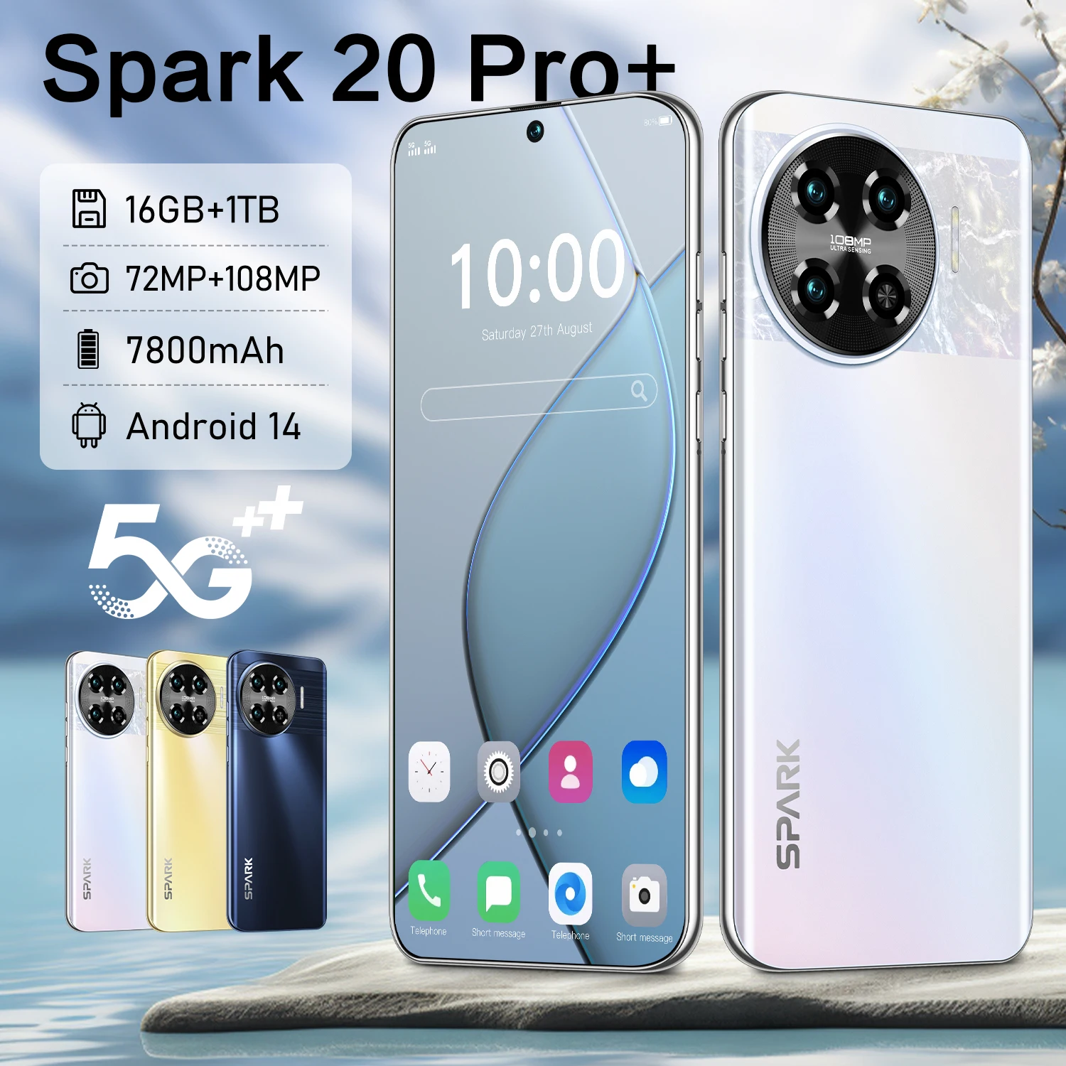 2024 Original Spark20pro Smartphone 5G 7.6