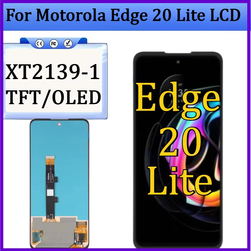 New TFT/OLED For Motorola Edge 20 Lite LCD Display Touch Screen Digitizer Assembly For Moto Edge 20 Lite XT2139-1 LCD