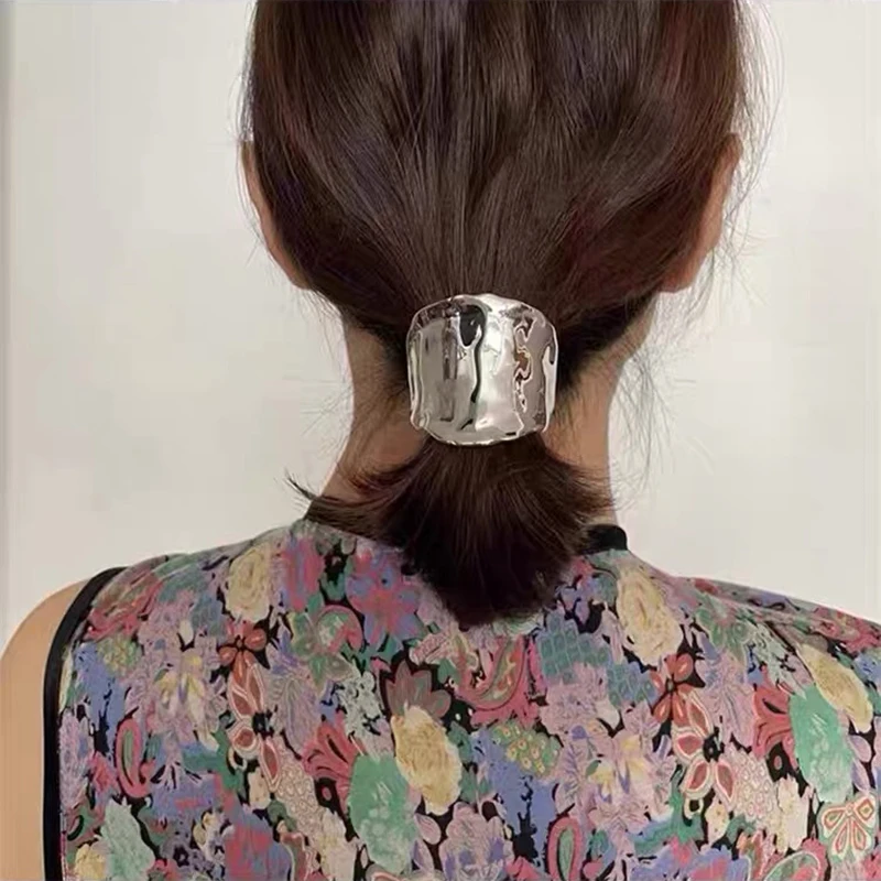 Korea Metal Insert Hairpin High Grade Copper Cast Concave and Convex Craft Hair Buckle Ponytail Retro Clip Hair fork Hair Clip