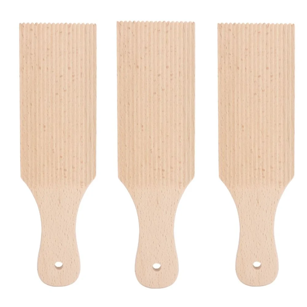 3PCS Durable Beech Wood Gnocchi Board Paddle Shape Ridged Surface Pasta Making Tool Easy Clean Gnocchi Maker Homemade Pasta