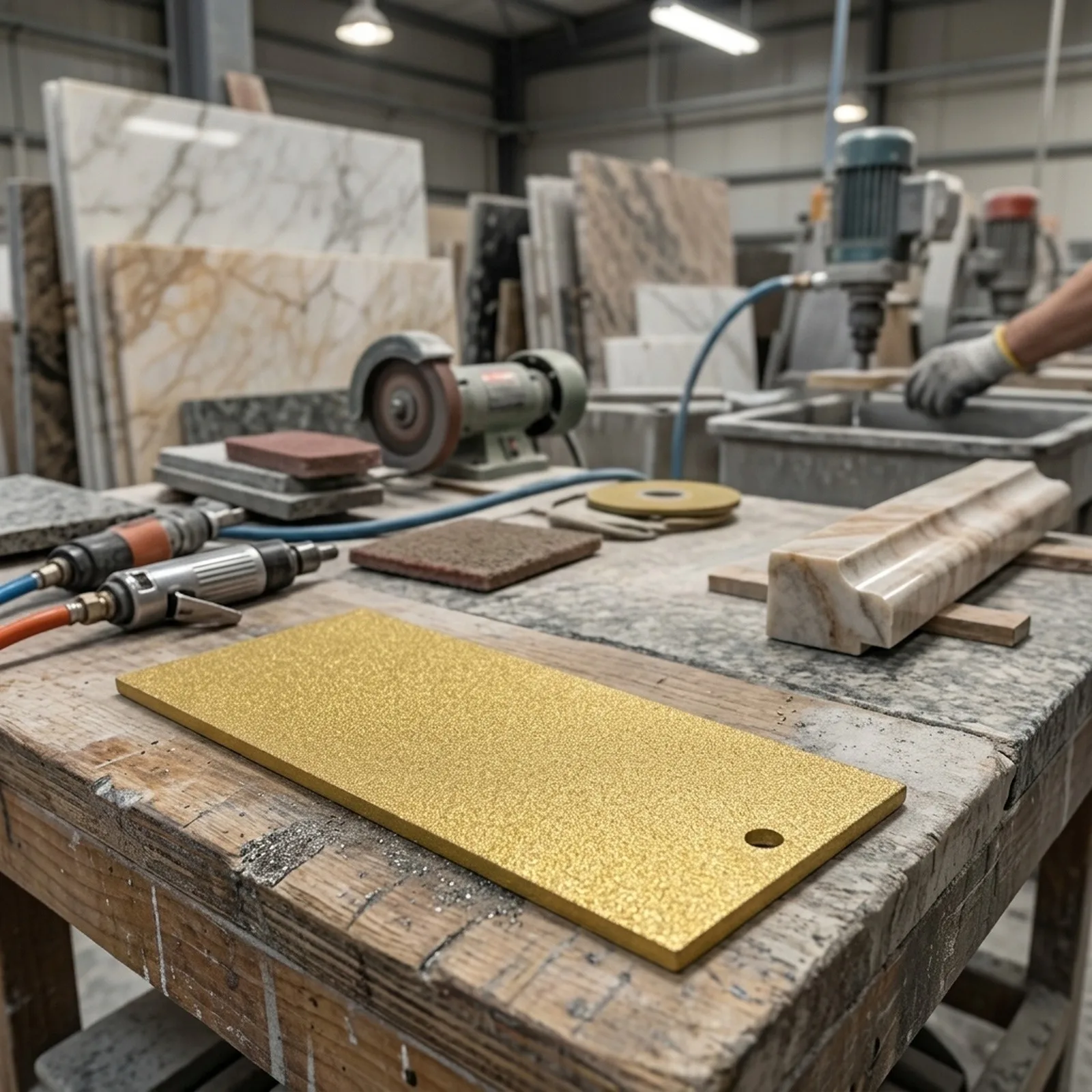 Handheld Edge Trimming Pad for Marble Stone Projects Featuring Diamond Embedded and Dual-Mesh Configuration 60 and 100