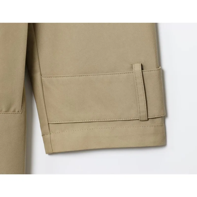 เสื้อโค้ทยาวผู้หญิงแบบมีเข็มขัด กระดุมสองแถว แขนยาว ปกเสื้อแบบปกเชิ้ต เสื้อกันลมผู้หญิง เสื้อคลุมผู้หญิง