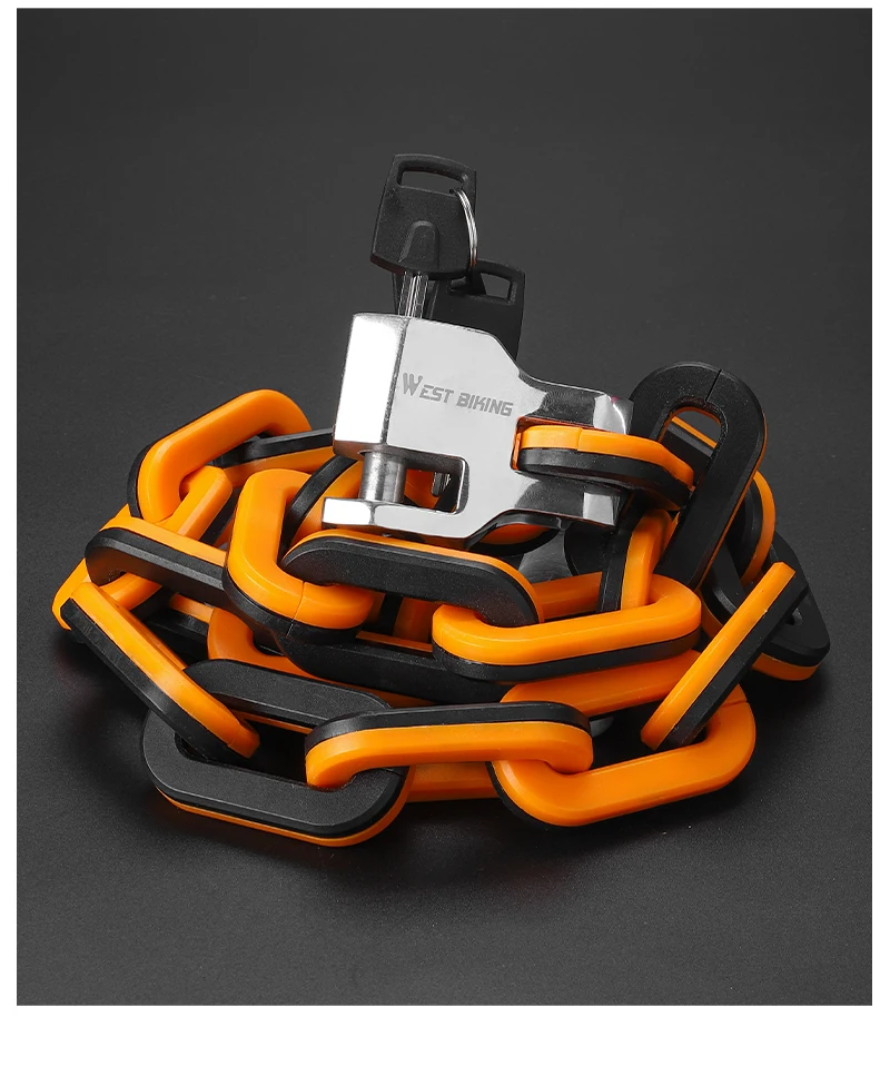 WEST BIKING Bicycle Lock MTB Road Bike Heavy Duty Safety Anti-Theft Chain Lock for Motorcycle Lengthen Thicken Chain Anti-Rust