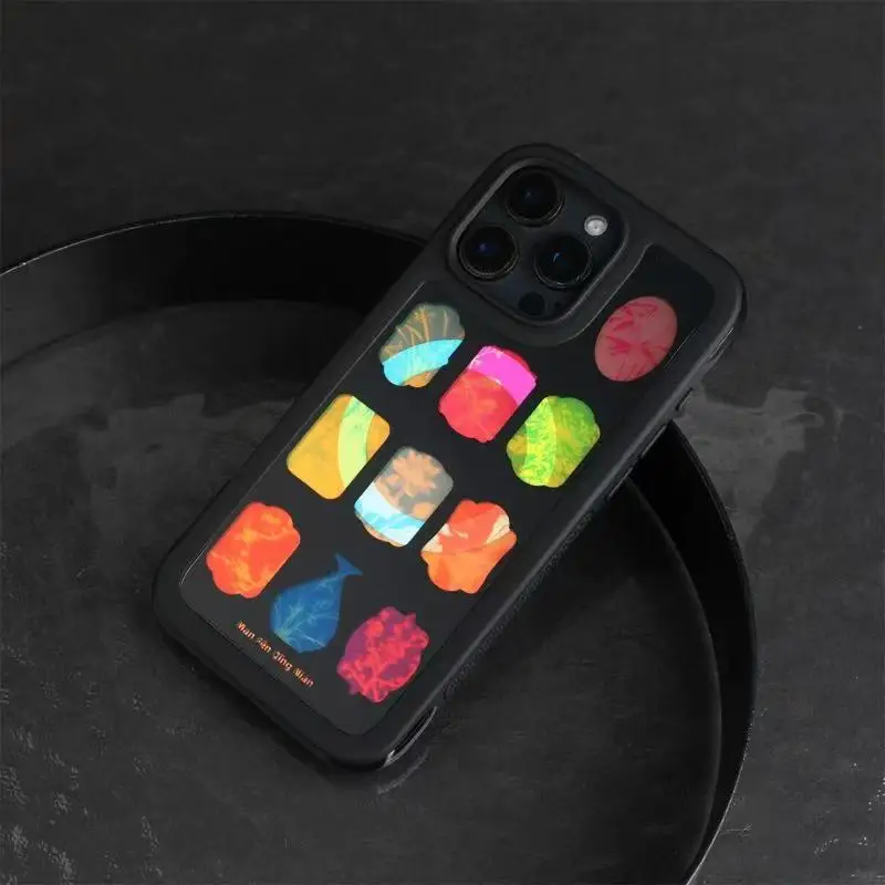 Chinese flower window imd magnetic black frame high-end mobile phone case suitable for iPhone