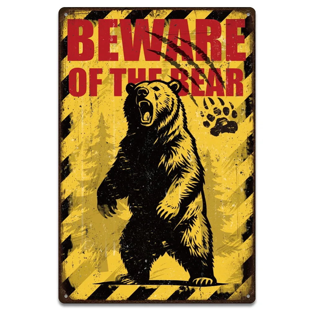 Vintage Metal Tin Sign Iron Wall Decor for Bars Restaurants Cafe Pubs Rectangle Bear 300x200x2.2mm