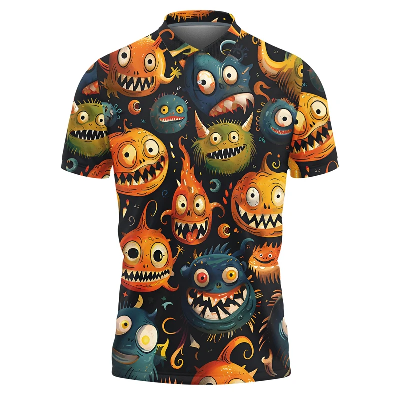 

Halloween 3D Printed Polo Shirts For Men Horror Monster POLO Shirt Funny Design boy gifts Short Sleeve Abstract Pumpkin Tees