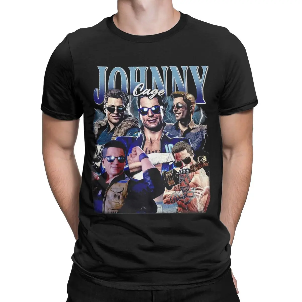 Men Johnny Cage Vintage T Shirt Cotton Clothes Vintage Short Sleeve Crew Neck Tees Plus Size T-Shirt