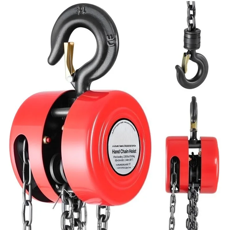 1 Ton Manual Chain Hoist, G70 Chain, 6M/20FT Lift Height, Heavy Duty Chain Pulley Block For Garage, Warehouse, Installation, Loading