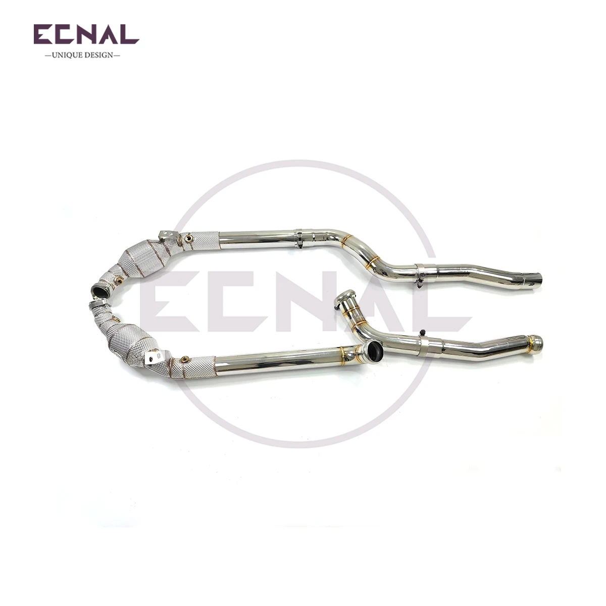 

Ecnal Exhaust Downpipe with Catalytic Converter SS304 Sport Exhaust Pipe for Mercedes Benz W204 C63 457 507 V8 6.2L 2009-2014