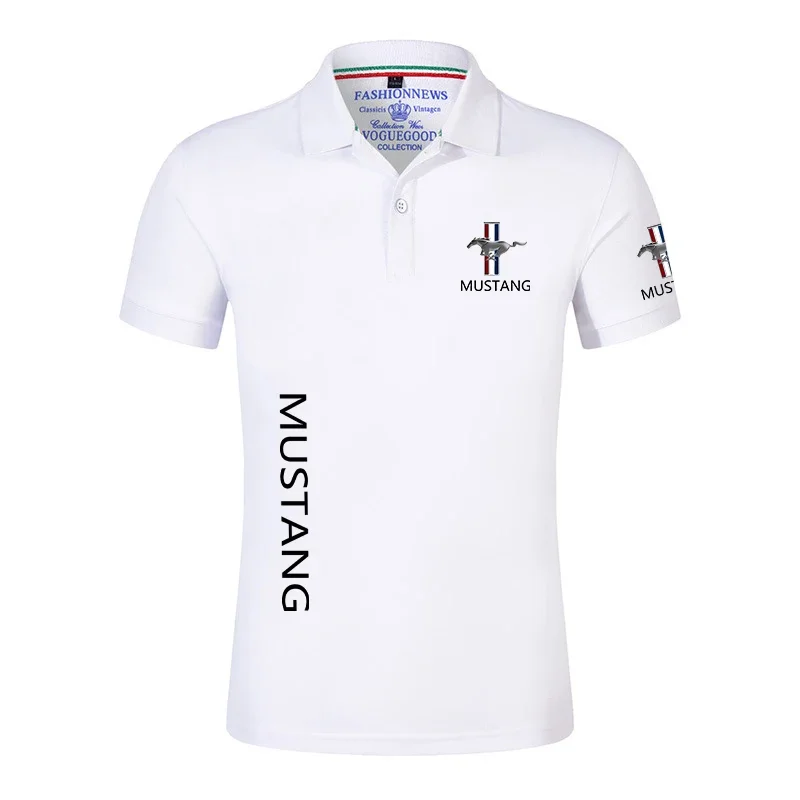 2024 Unisex Mustang letnie Polo męskie casualowe krótkie rękawy Tshirt jednolity kolor męski klasyczny Top koszulka wyjściowa