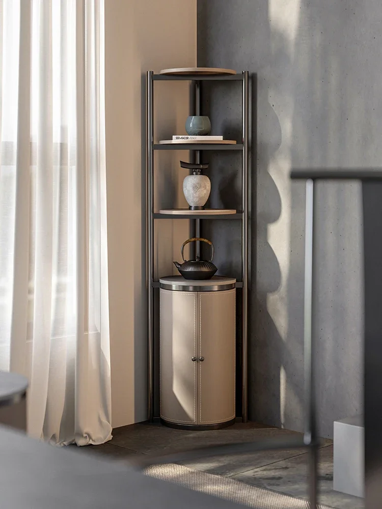 Light luxury corner cabinet display cabinet living room wine cabinet corner rack floor modern light luxury