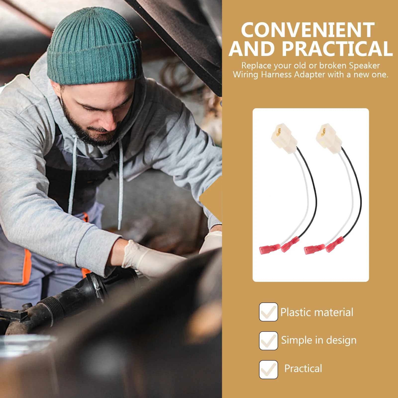 

1Pair Speaker Wire Harness Adapter Plug-and-Play Car Accessory Durable Plastic No Soldering Required Compatible Multiple Brands