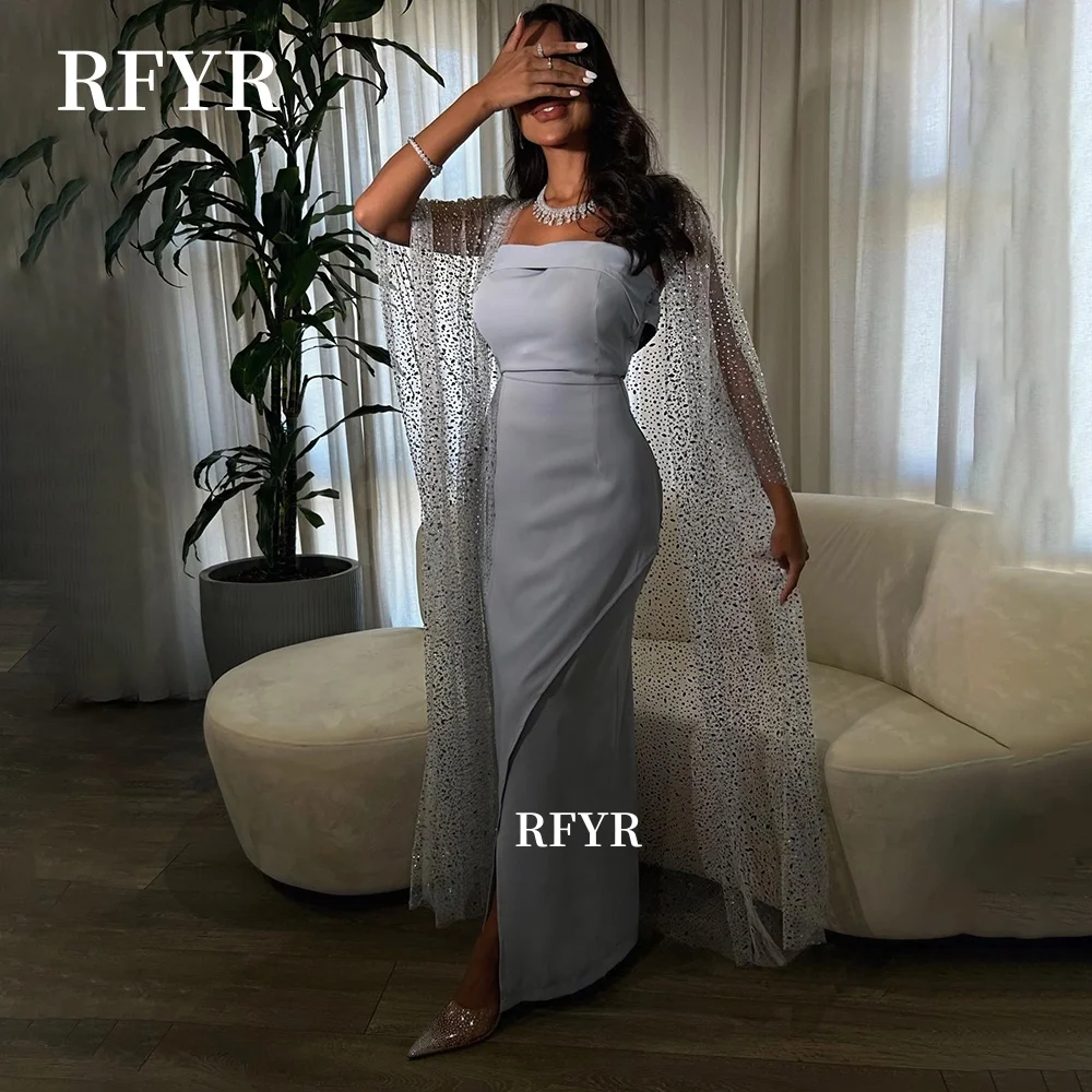 

RFYR Платье русалки для выпускного вечера с шарфом Вечернее платье Вечернее платье с бисером Роскошное вечернее платье для арабских женщин по индивидуальному заказу