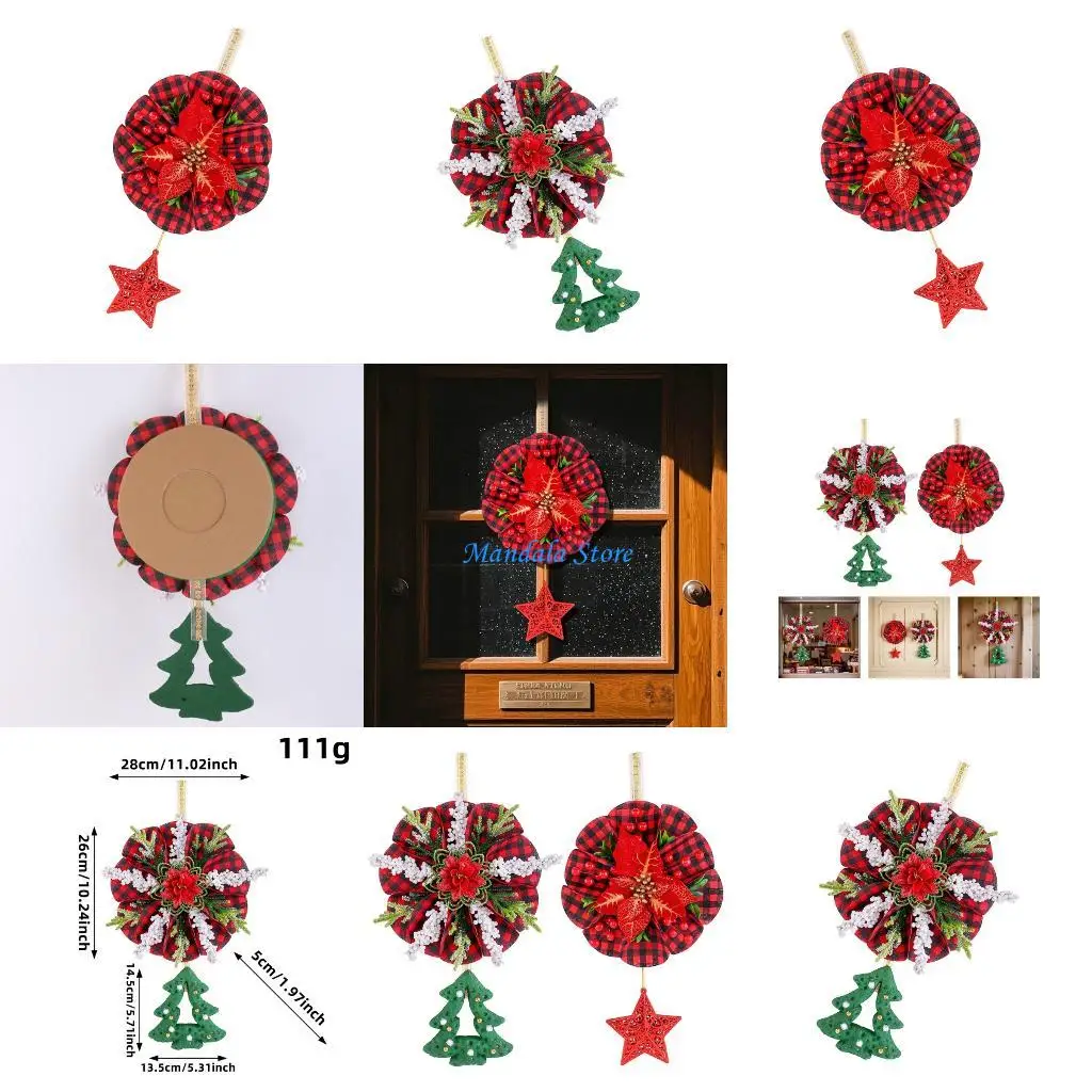 

U2JC Easy Install Foam Wreath Window Decoration for Christmas New Year Home Celebration