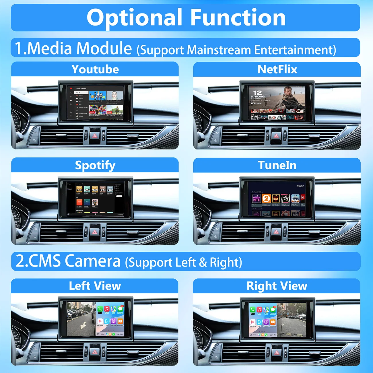 واجهة أوتوماتيكية CarPlay اللاسلكية لنظام أودي A6 A7 S6 S7 2012-2016 HN مع وظائف تشغيل السيارة بمرآة وصلة AirPlay #5