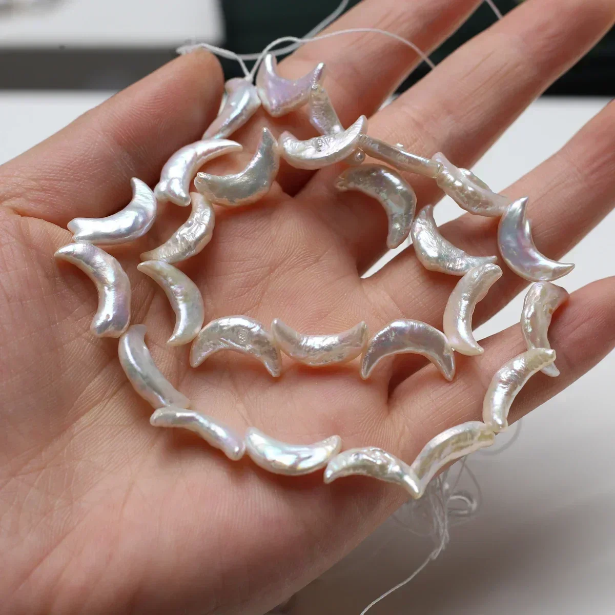 

10x16mm5A Radiant Beautiful Natural Freshwater Baroque Moon Irregular Pearl Bead Jewelry Make DIY Necklace Bracelet Accessories