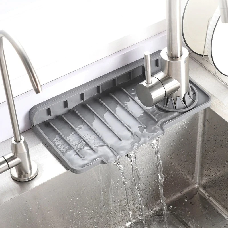 Neue Silikon Wasserhahn Abfluss Seite Loch Waschbecken Hang Diversion Spülmaschine Splash Schutz Pad Hitzebeständige Küche Badezimmer Arbeitsplatte
