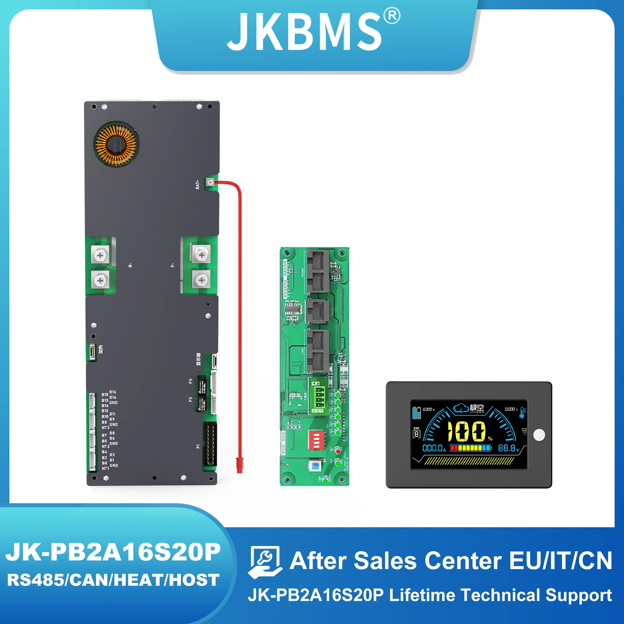 JKBMS Smart Inverter BMS PB2A16S20P 8S - 16S 200A BMS 24V 48V Family Energy Storage Lifepo4/Li-ion/LTO For Growatt Deye Inverter