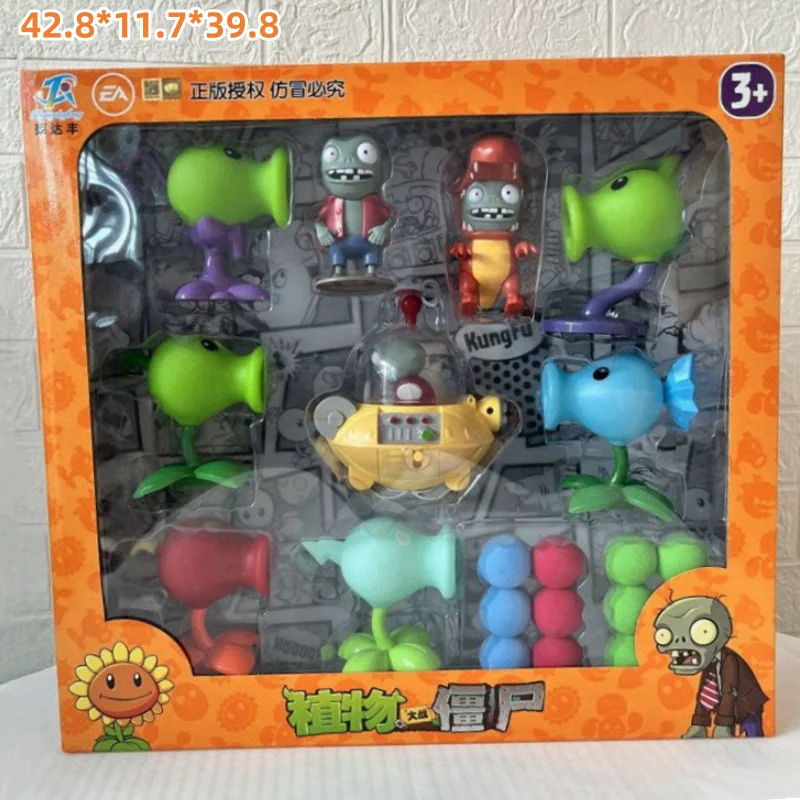 Plants Vs. Zombies 2 Security Bucket Mecha Conehead Zombie Peashooter Future Imp Bromel Blade Model Toys Shooting Game Set Toys