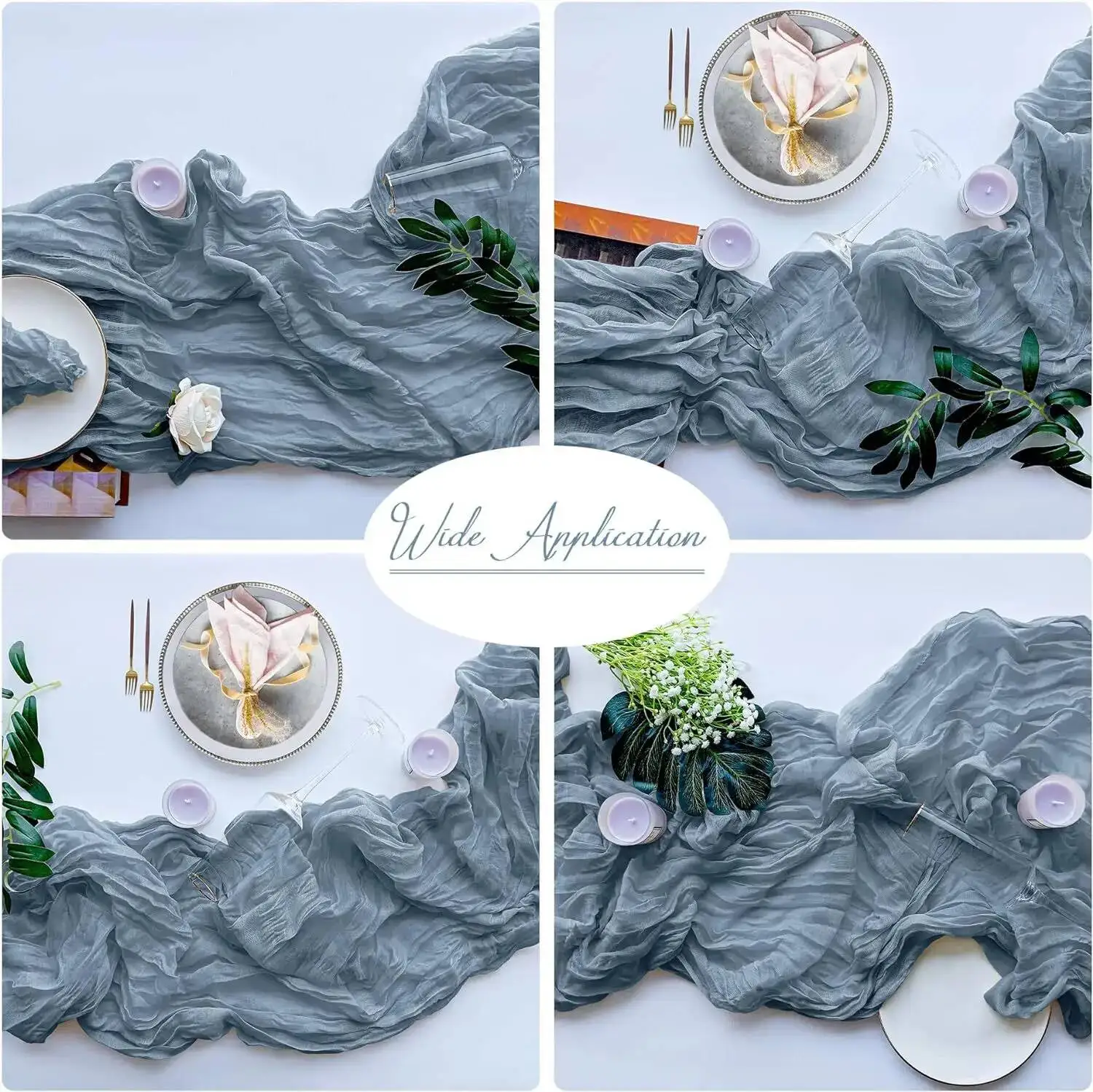 Käsetuch-Tischläufer Sommer Boho Gaze Frühling Tischläufer Transparenter Hochzeits-Tischläufer für Party Baby Braut Heimdekoration – Detail 10