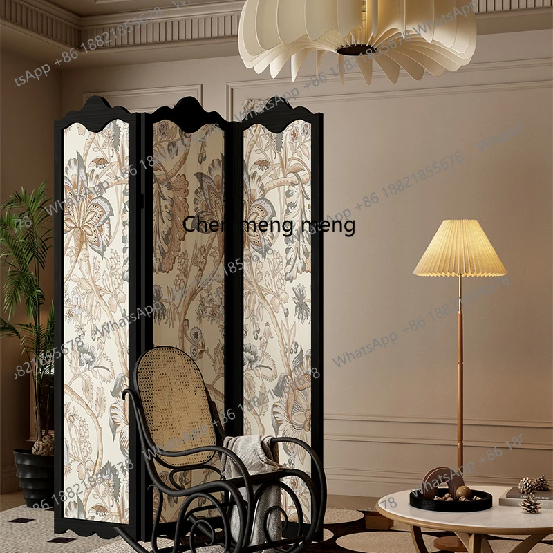 

American retro partition living room hotel office dining room solid wood mobile custom mobile entrance folding screen