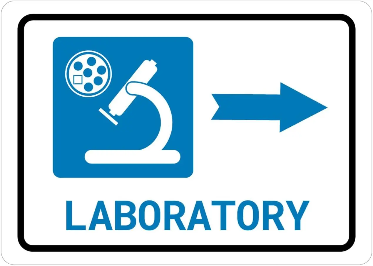 Laboratory Right with Icon Landscape - Wall Sign Facility Signs Warning Caution Metal Tin Sign,  in