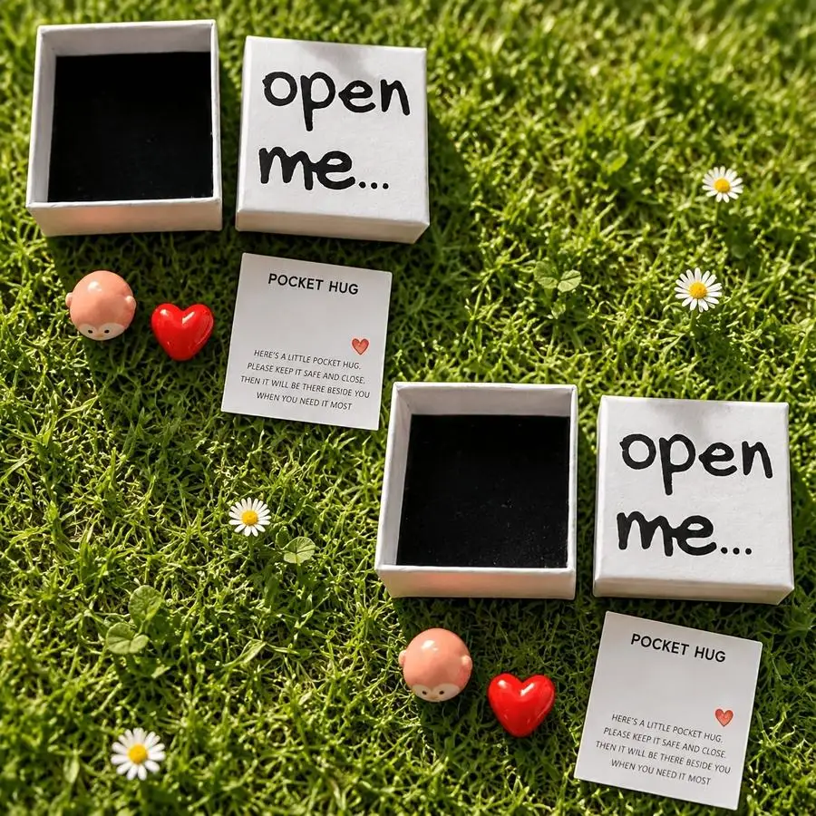 1/5/10/20/50/100pcs Set: Box + Card + Resin Penguin + Resin Heart, Surprise Party Gift Box with Mini Penguin Figurine, Creative